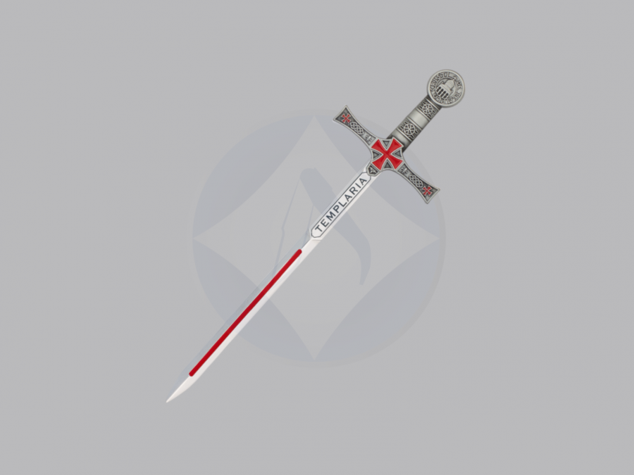 Mini espada templaria Tole10 Imperial fabricada en Zamak para coleccionismo y escritorio